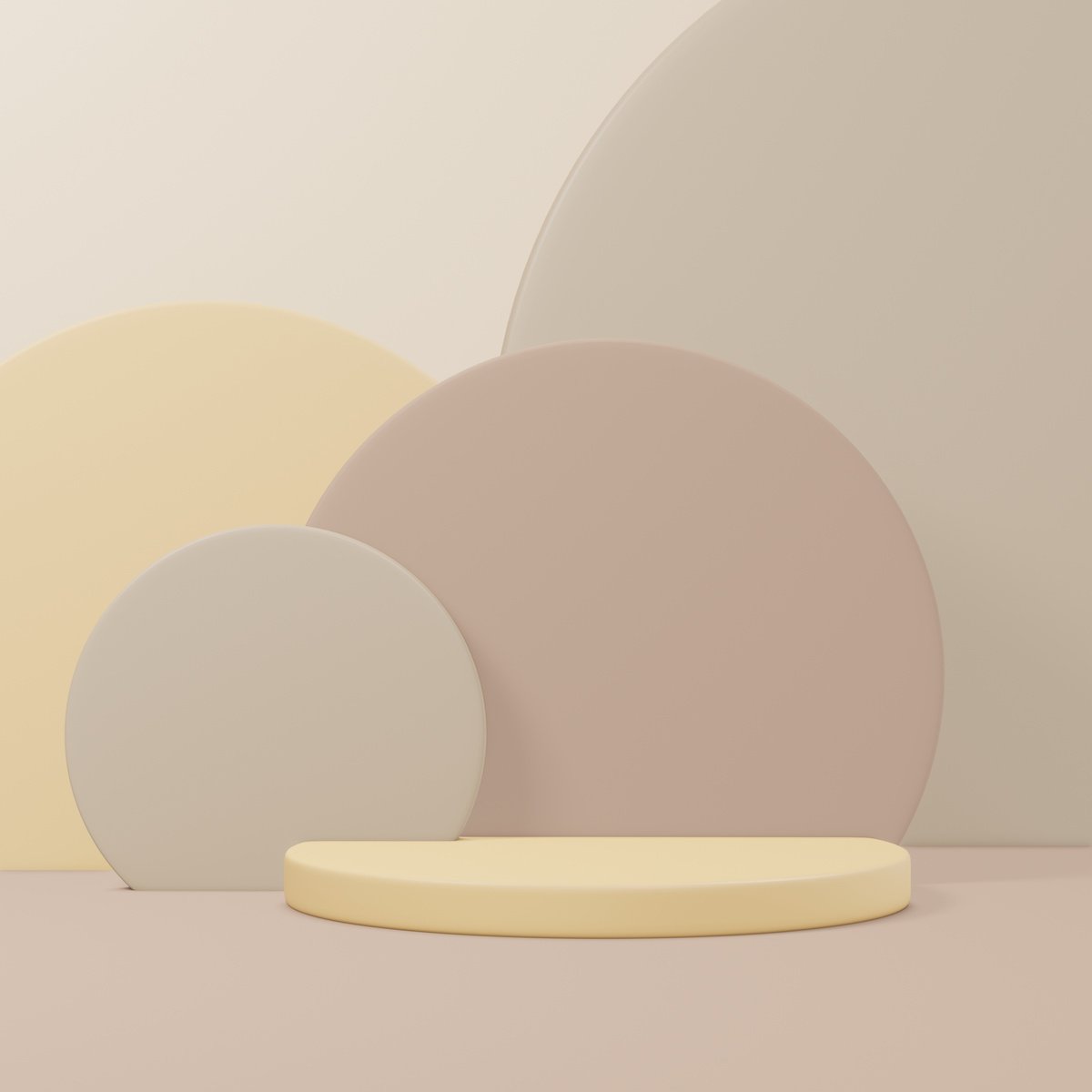 Geometric aesthetic background beige color 3d render